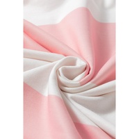 Light Pink Colorblock Striped Drop Shoulder Long Sleeve Top - L thumbnail
