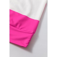 Rose Red Colorblock Striped Drop Shoulder Long Sleeve Top - XL thumbnail
