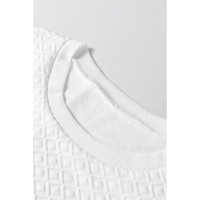 White Textured Puff Long Sleeve Round Neck Top - S thumbnail