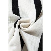 Black Stripe Crinckled Ruffled Sleeve Button up Loose Shirt - XL thumbnail
