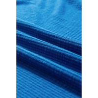 Blue Ribbed Exposed Seam Knit V Neck Long Sleeve Top - L thumbnail
