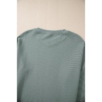 Clearly Aqua Waffle Knit Drop Shoulder V Neck Top - L thumbnail