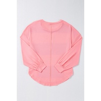 Light Blue Colorblock Striped Drop Shoulder Loose Top - L thumbnail