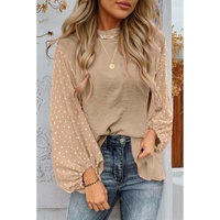 Parchment Swiss Dot Balloon Sleeve Loose Blouse - L thumbnail