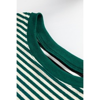 Green Stripe Loose Drop Shoulder Long Sleeve Top - 2XL thumbnail