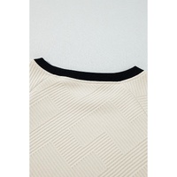 Jet Stream Color Block Edge Raglan Sleeve Crew Neck Textured Top - L thumbnail