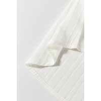 White Textured Colorblock V Neck Elegant Blouse - L thumbnail