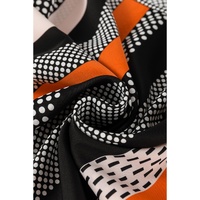Orange Polka Dot Vertical Striped Printed Puff Sleeve Blouse - L thumbnail
