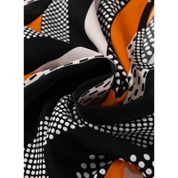 Orange Geo Print Colorblock Notched V Neck Blouse - L thumbnail