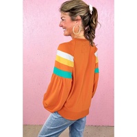 Flamingo Color Block Sleeve Exposed Seam Raglan Sweatshirt - L thumbnail