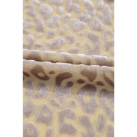 Beige Leopard Velvet Burnout Off Shoulder Long Sleeve Blouse - M thumbnail