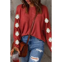 Red Christmas Tree Patch Long Sleeve Casual Top - L thumbnail