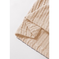 Beige Solid Color Textured Flutter Sleeve Top - XL thumbnail