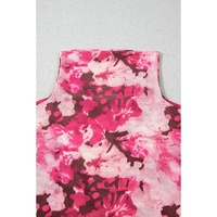 Rose Floral Mesh Flounce Sleeve Mock Neck Blouse - L thumbnail