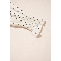 Apricot Polka Dot Print Frilled Collar Lantern Sleeve Blouse - L thumbnail