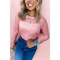 Blossom Floral Lace Sheer Long Sleeve Top - L thumbnail