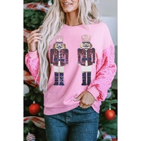 Pink Nutcracker Graphic Sequin Patchwork Long Sleeve Top - XL thumbnail