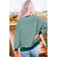 Green Stripe Chenille LUCKY Patched Pattern St Patrick Long Sleeve Top - 2XL thumbnail