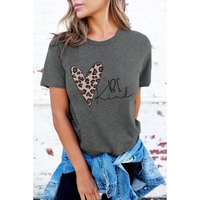 Azura Exchange Leopard Heart Shape Print Short Sleeve T-shirt - M thumbnail