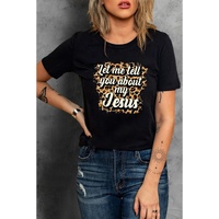 Azura Exchange Leopard Letter Print Crewneck Graphic Tee - M thumbnail