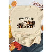 Azura Exchange Leopard Truck Pumpkin Graphic Tee - Khaki - S thumbnail