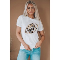 Azura Exchange White Leopard Heart Shape Rugby Print Short Sleeve T Shirt - 2XL thumbnail