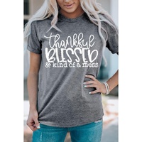 Azura Exchange BLESSED Graphic Print Crew Neck T-Shirt - L thumbnail