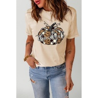 Azura Exchange Thankful Pumpkin Plaid Print Graphic Tee - L thumbnail