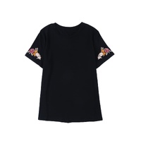 Azura Exchange Embroidered Short Sleeve T-Shirt with Floral Detail - M thumbnail