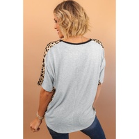 Azura Exchange Leopard Splicing O-neck Short Sleeve T Shirt - S thumbnail
