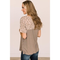 Azura Exchange Leopard Color Block T-Shirt - M thumbnail