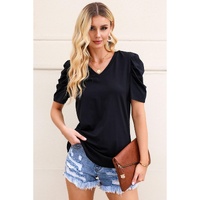 Azura Exchange V-Neck Puff Sleeve T-Shirt - S thumbnail