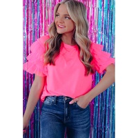 Azura Exchange Ruffled Tulle Sleeve Top - M thumbnail