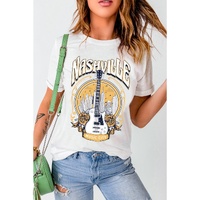 Azura Exchange Nashville Guitar Floral Print T-Shirt - XL thumbnail