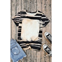 Azura Exchange Tie Dye Stripe Print Bleached T-Shirt - M thumbnail