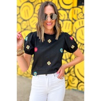 Azura Exchange Embroidered Flower Short Sleeve Tee - XL thumbnail