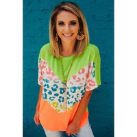 Azura Exchange Leopard Patchwork Waffle Knit T-Shirt - S thumbnail