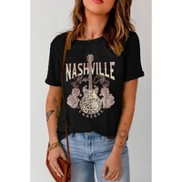 Azura Exchange Leopard Guitar Rose Print T-Shirt - S thumbnail