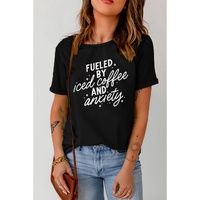 Black FUELED BY iced coffee AND anxiety Graphic Tee - L thumbnail