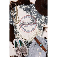 Gray America Slogan Tie Dye Print T Shirt - M thumbnail