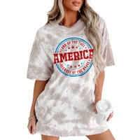 White Oversized Tie-dye AMERICA Graphic T-shirt with Distressing - L thumbnail