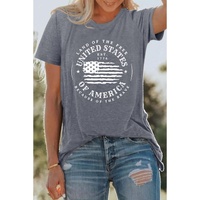 Gray United States Of America Flag Graphic Print T Shirt - XL thumbnail