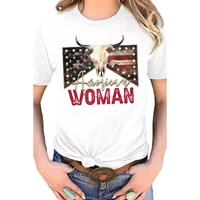 White American Woman Bull Skull Graphic T Shirt - M thumbnail