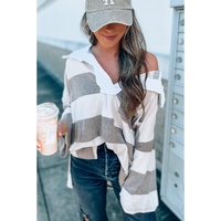Stripe Oversized Collared Long Sleeve Top - XL thumbnail