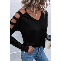 Azura Exchange Cold Shoulder Cut Out Long Sleeve Top - L thumbnail
