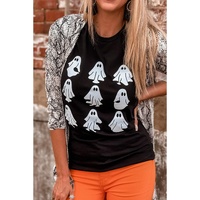 Black Halloween Ghost Graphic Tee - L thumbnail