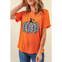 Orange Leopard Pumpkin Graphic Daily Fashion Tee - S thumbnail