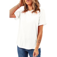 White Casual Plain Crew Neck Tee - XL thumbnail
