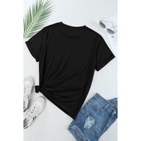 Black Casual Plain Crew Neck Tee - M thumbnail