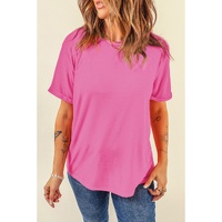 Sachet Pink Bright Casual Plain Crew Neck Tee - 2XL thumbnail